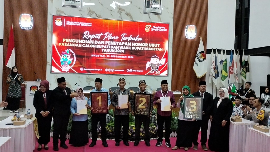 KPU Magetan Tetapkan Nomor Urut Paslon Cabub dan Cawabup Yang Bertarung di Pilkada Magetan&nbsp;2024